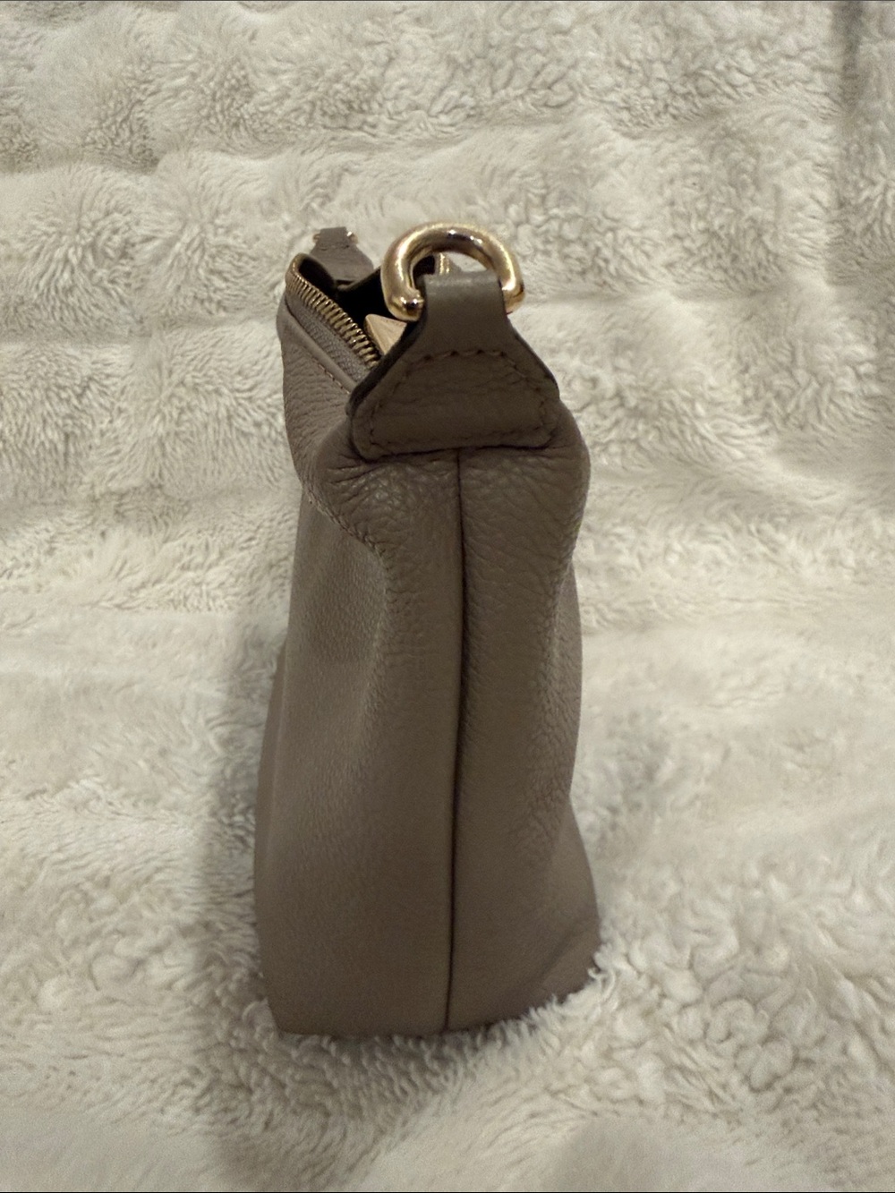 Furla Taupe Gray Pebbled Leather Crossbody with Gold Hardware - Picture 11 of 11